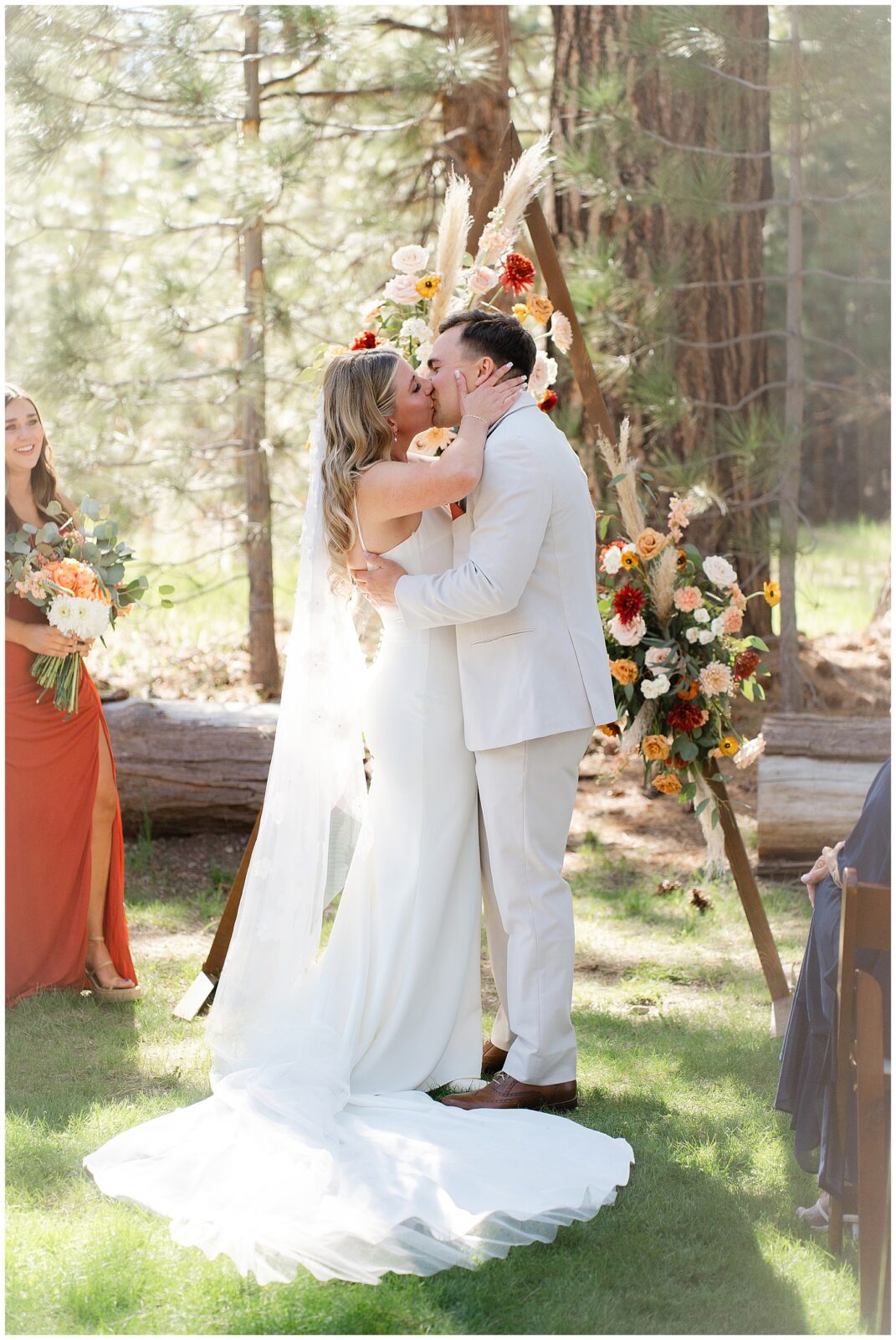 Couple having their 1st kiss at Valhalla in South Lake Tahoe