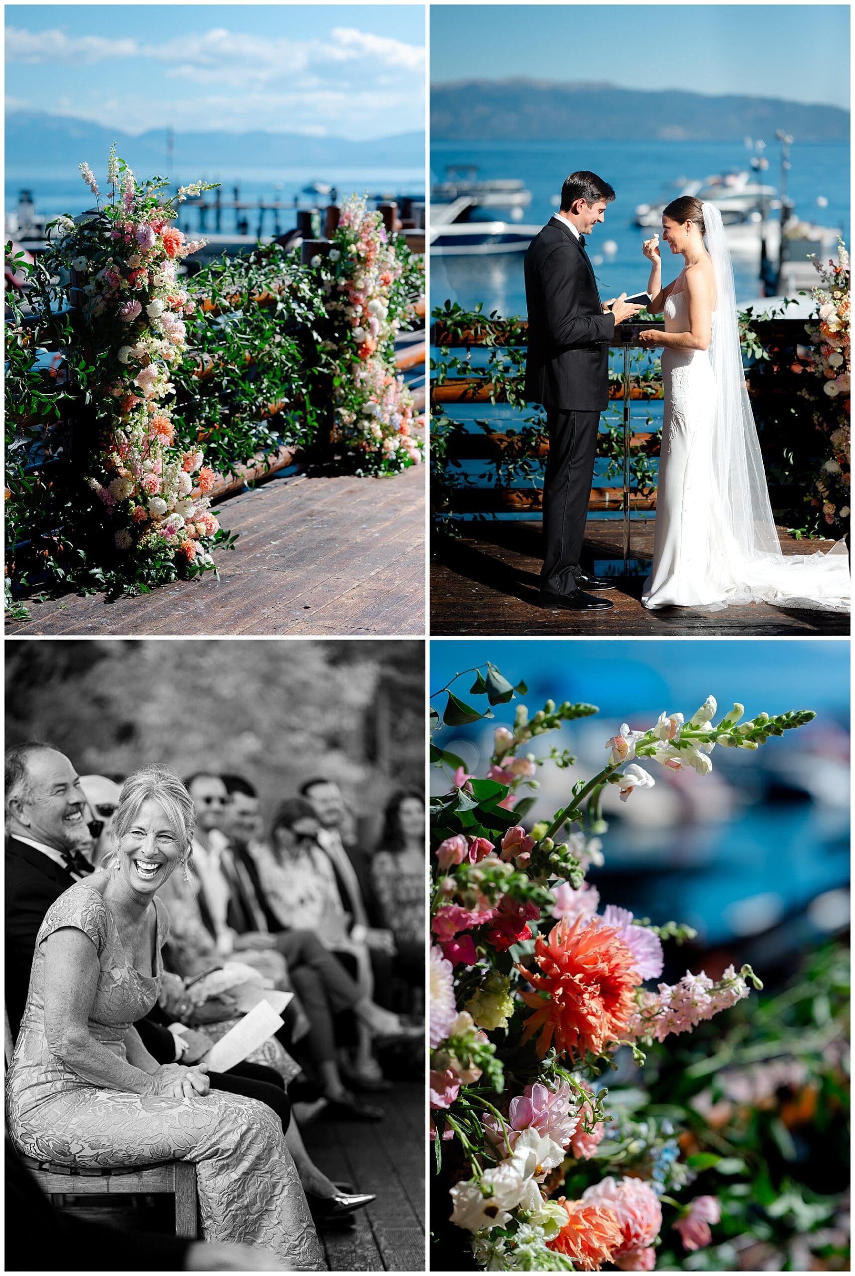 Romantic lakeside portraits at Sunnyside Resort captured by Lake Tahoe wedding photographer
